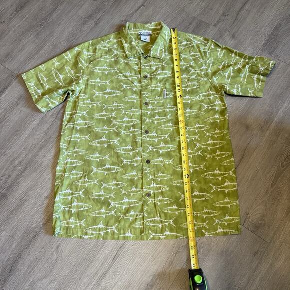 Columbia Sportswear Fish Print Shirt Men’s XL Green Barracuda Retro Beach Casual - Picture 6 of 9